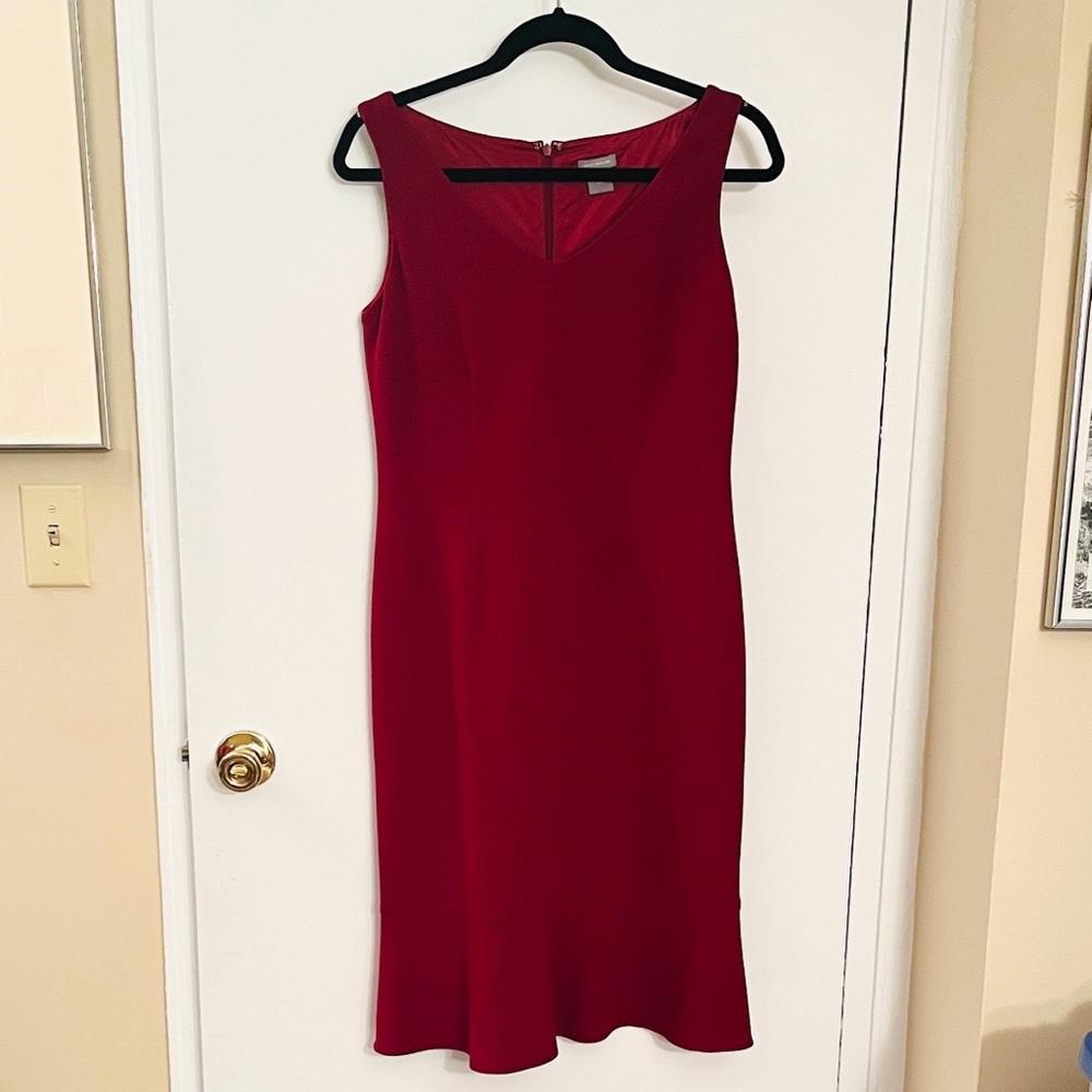 Sexy Mermaid Rich Red Wool Ann Taylor Midi Dress